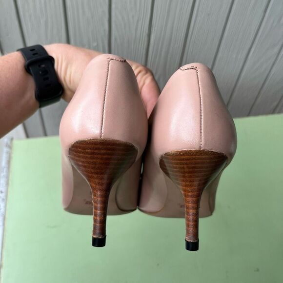 Coach Bowery Kitten Heels Nude Leather Pumps Sz 8.5 | Pointed Toe 3" Heel - Picture 3 of 14